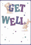 This vibrant get well card is a beacon of warmth and gentle joy, perfectly suited for sending comfort to friends and family across Brent Cross. At its heart are two irresistibly sweet characters-a soft teddy bear and a floppy-eared pup-dancing together atop oversized, colourful 'Get Well' letters. The bold indigo and teal text stands proudly against a smooth, creamy backdrop, awash in scattered stars that shimmer in shades of lavender, navy, and icy blue. Every detail, from the bear's round, huggable body to the puppy's playful expression, feels so real that you can almost sense their softness, ready to bring solace to anyone feeling under the weather. There's a buoyant, joyful energy to the scene, like the friendly atmosphere along bustling High Road, and an innocence that speaks directly to the heart. More than just a message, the card becomes an emotional balm-one that comforts, uplifts, and shares the same reassuring touch that Brent Cross Florist brings to every bouquet crafted for those on the mend.